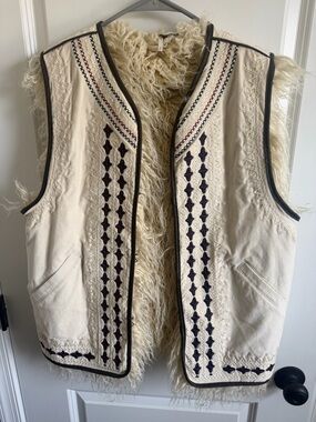 Free People Embroidered Kick it in reverseable fur Vest